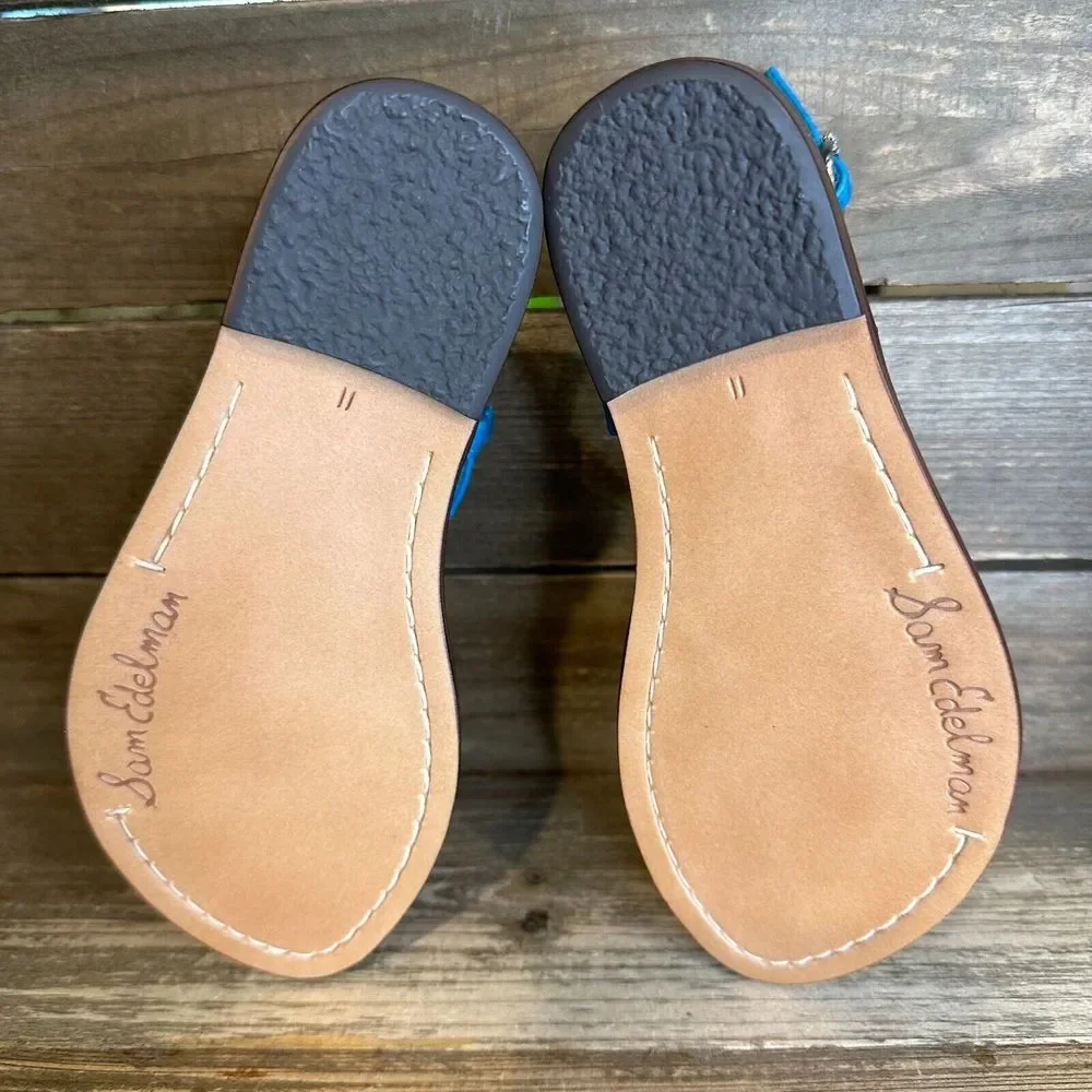 New NIB‎ Childrens Little Kids Sam Edelman Gigi Blue Leather Sandals Size 11 C